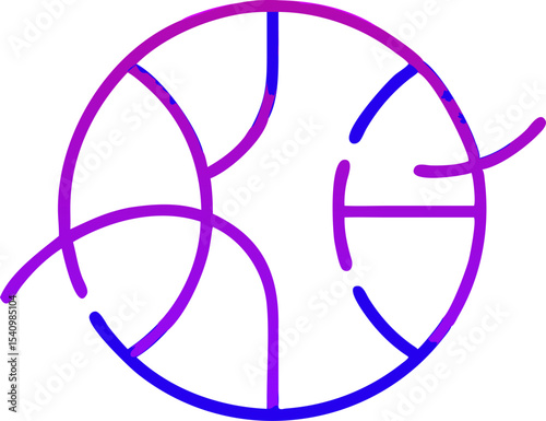 Minimalist Purple Blue Gradient Basketball Outline Seam Lines