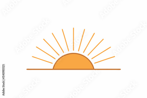 Minimalist Sunrise Logo Muted Orange Sun Rays sunset