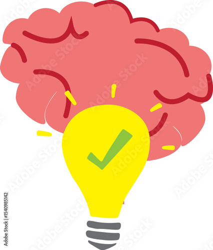 A symbolic illustration of a human brain connected with an illuminated light bulb, representing innovative thinking and problem-solving abilities. It embodies concept of ideas.