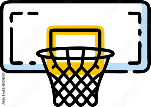 Monochrome Black and Gold Basketball Hoop Vector Graphic