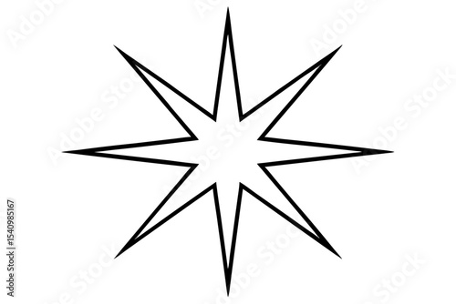 Monochrome Eight Pointed Geometric Star Graphic eight pointed star 2
