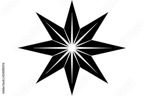 Monochrome Eight Pointed Geometric Star Graphic eight pointed star