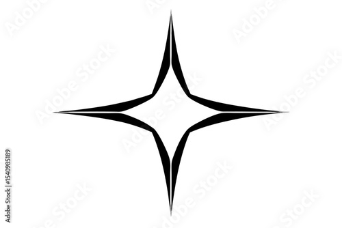 Monochrome Four Pointed Star Icon Graphic black and white