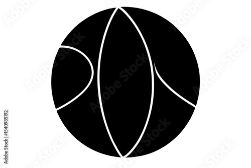Monochrome Graphic of a Basketball Simple Black and White Icon 1