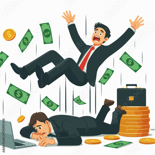 young bankrupt businessman vector illustration