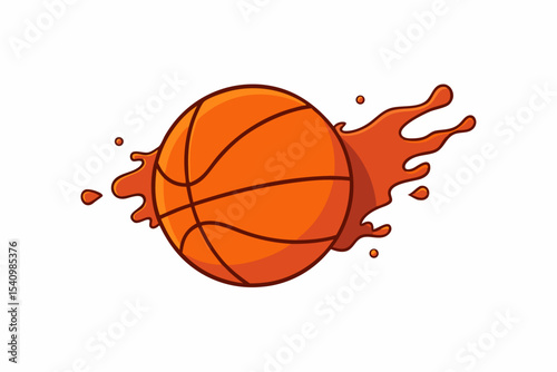 Orange Basketball with Dynamic Orange Splash Illustration