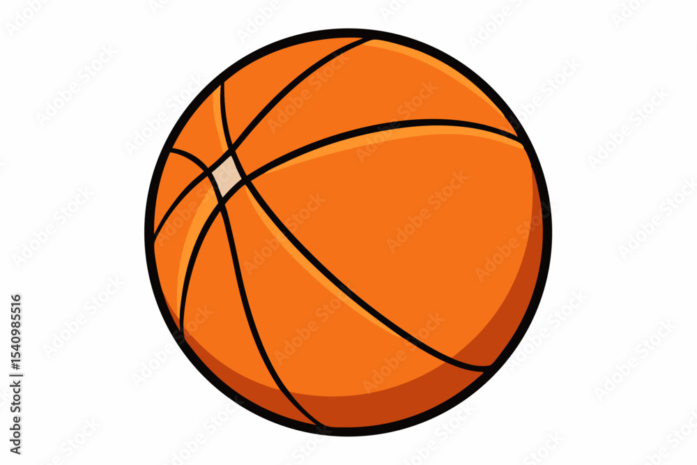 Fototapeta premium Vibrant Orange Cartoon Basketball Thick Black Lines