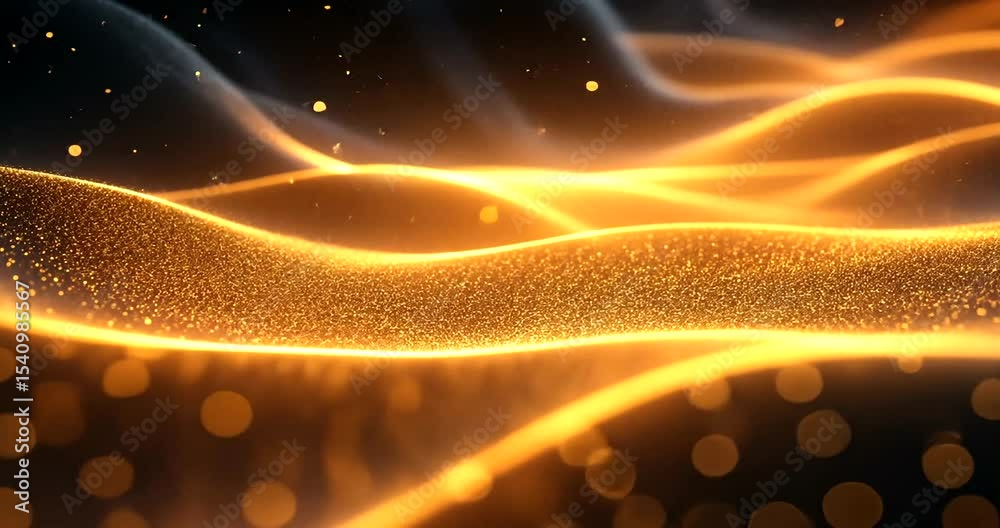 Abstract golden waves with shimmering particles flowing (1)