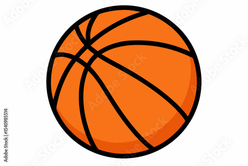Vibrant Orange Cartoon Basketball Thick Black Lines 1