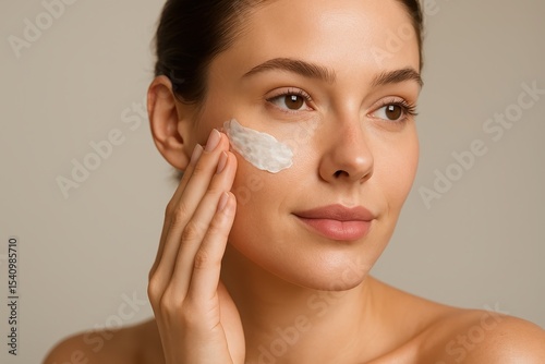 Wallpaper Mural Woman Applying Moisturizer Face Bright Skin Care Cream Torontodigital.ca