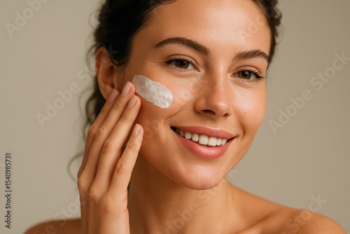 Wallpaper Mural Woman Applying Moisturizer Face Bright Skin Care Cream Torontodigital.ca