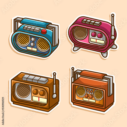 Collection of Retro Boombox Radios