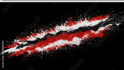Abstract Red White Black Ink Splash Illustration