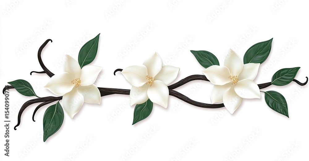 Obraz premium Vanilla blossom branch with white flowers.