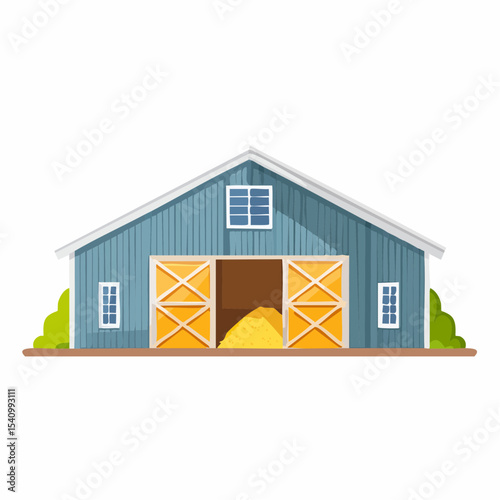 Farm Barn Building Illustration Hay Storage and Livestock Shelter