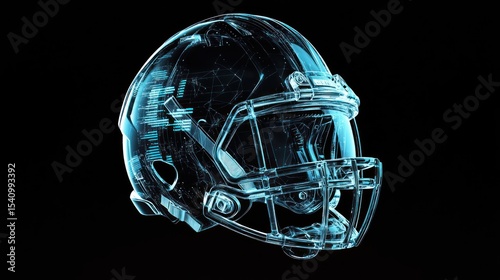 Wallpaper Mural Futuristic High-Tech American Football Helmet Visualization with Intricate Blue Details Torontodigital.ca