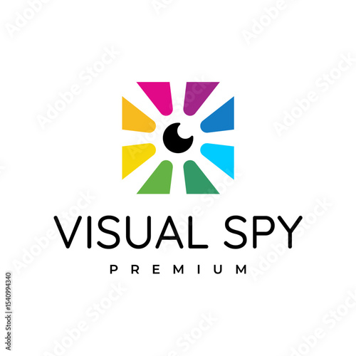 Colorful spy eye logo, playful colorful eye logo design