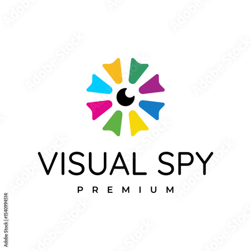 Colorful spy eye logo, playful colorful eye logo design