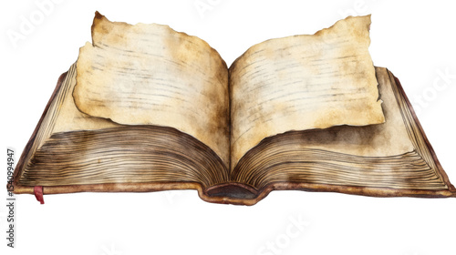open old book isolated on white background