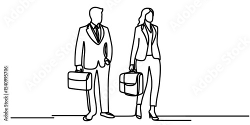 Walking the Corporate Path, A sleek line drawing of two professionals walking together.