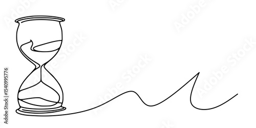 Timeless Flow, A single-line drawing of an hourglass symbolizing the passage of time