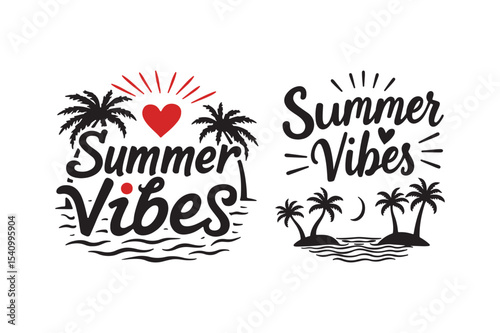 Summer Vibes Tropical Beach Vector Art
