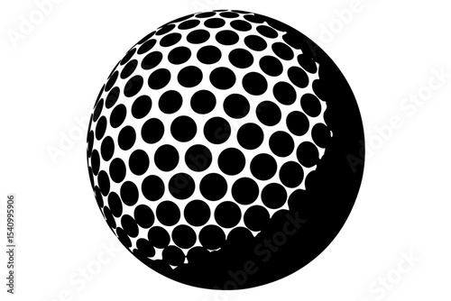 Black and White Golf Ball Photorealistic Rendering Circular Pattern
