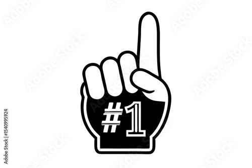 Black and White Number One Foam Hand Graphic first place