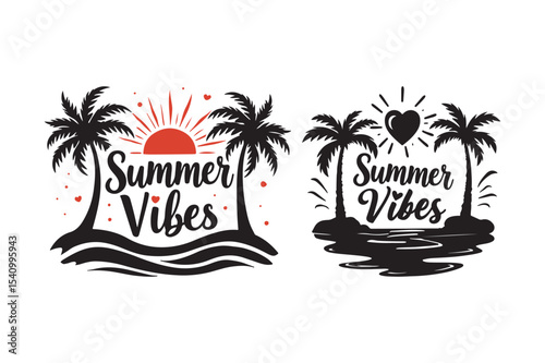 Summer Vibes Tropical Beach Vector Art