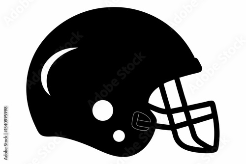 Black Silhouette American Football Helmet Side View