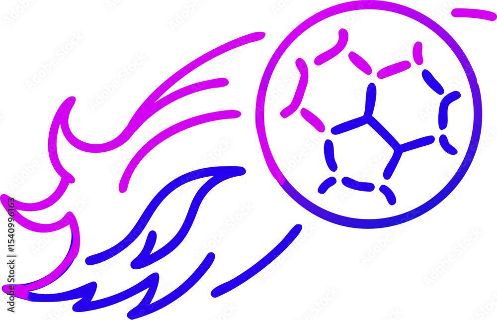 Obraz premium Purple Blue Soccer Ball Graphic Flaming Fast Motion