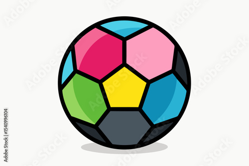 Glossy Colorful Hexagonal Soccer Ball 3 D Style football