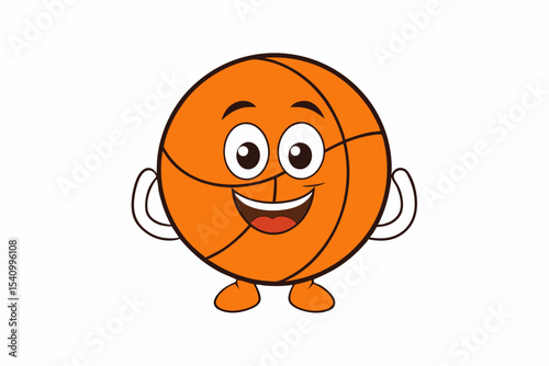 Happy Orange Basketball Mascot Cartoon Character vector