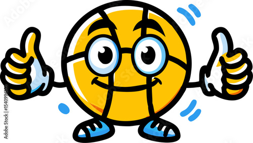 Happy Orange Basketball Mascot Giving Two Thumbs Up