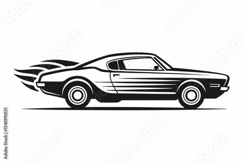 Monochrome Classic Car Speeding Graphic Logo automobile