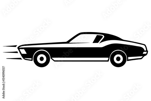 Monochrome Classic Car Graphic Logo Speeding Side Profile