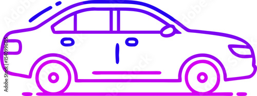 Purple and Blue Line Art Car Illustration automobile
