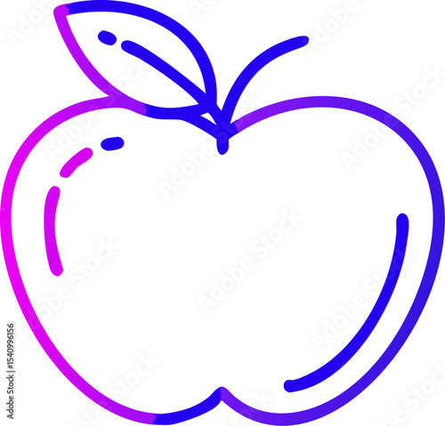 Purple and Blue Line Drawing of an Apple fruit line art