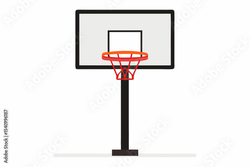 Red Basketball Hoop on Black Stand White Background