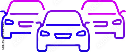 Three Minimalist Blue Purple Car Silhouettes cars