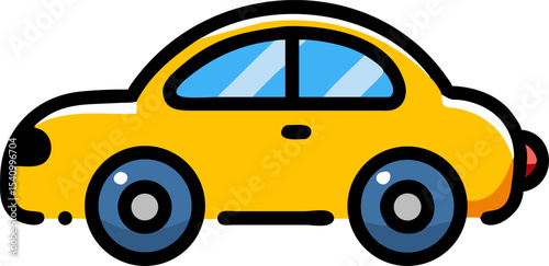 Yellow Toy Car Simple Flat Graphic Design yellow car