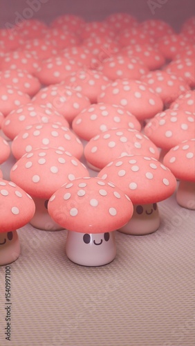 Cute Pink Mushroom Character Background