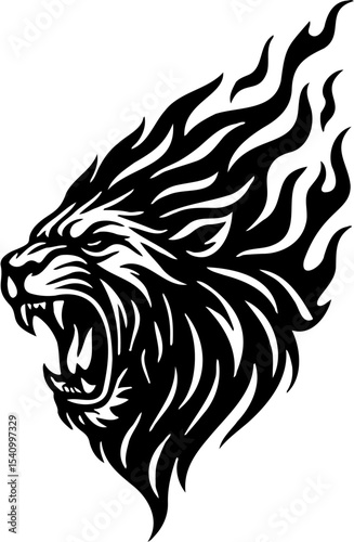 lion logo silhouette vector illustration, isolated on white