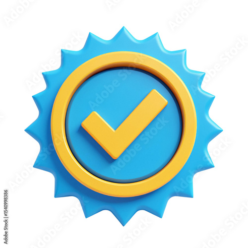 Blue and Gold Verified Badge Icon with Starburst Seal