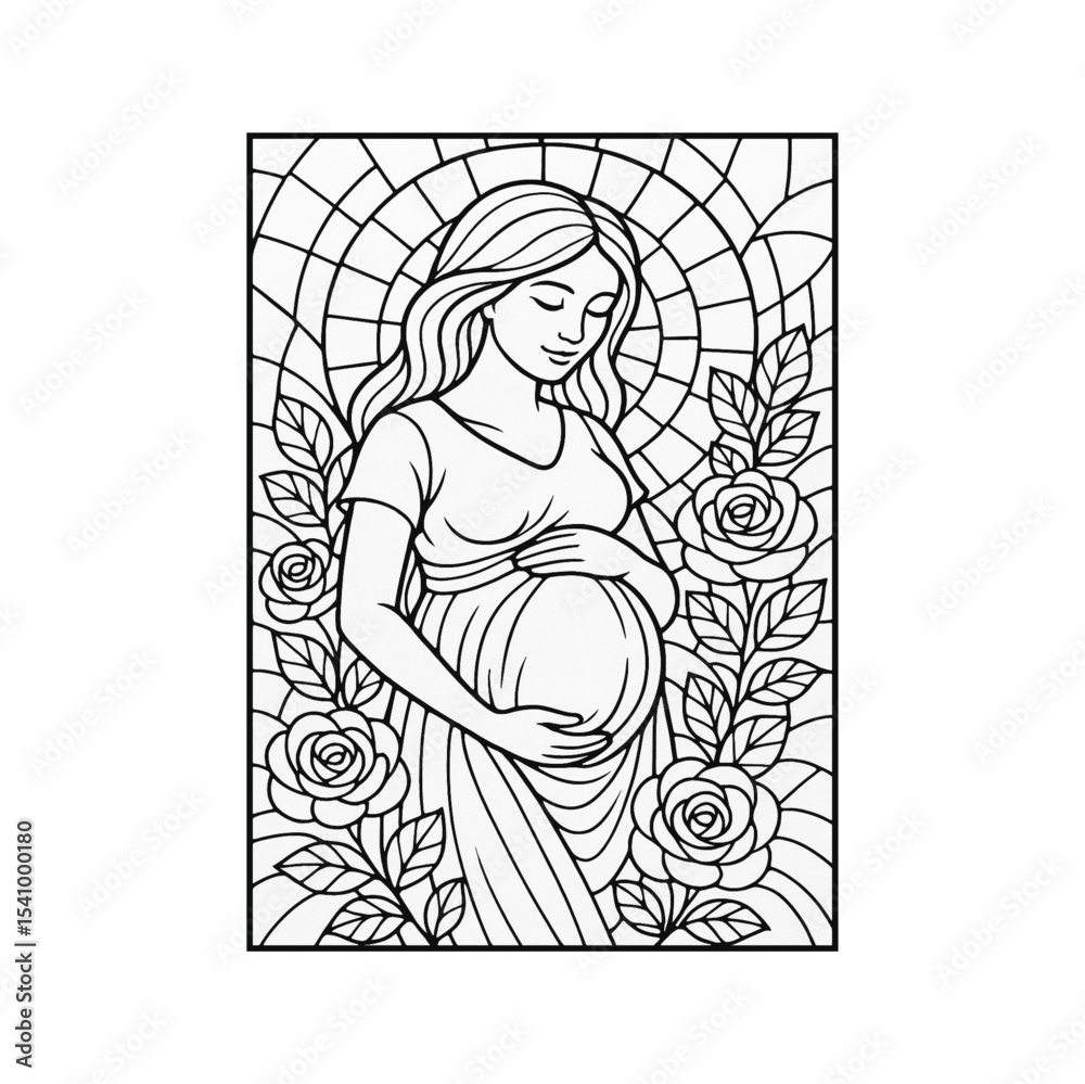 VITRAL DO DIA DAS MÃES PARA COLORIR