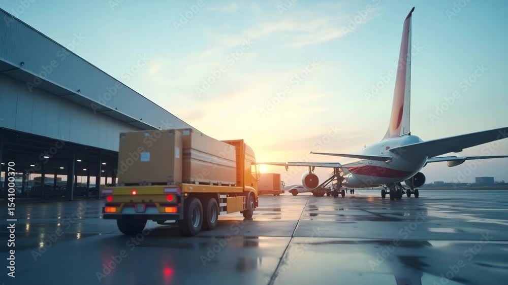 International Air Cargo Service: Efficient Air Transportation & Customs Coordination for Critical Global Shipments - Photo Stock Concept with Left Space