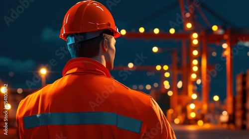 Dockworker at Night Contemplating the Cargo Industry