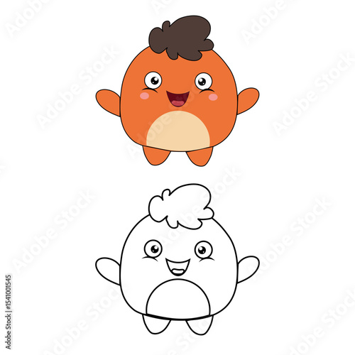 Funny monster characters. Two cartoon creatures. Playful alien friends. Vector fantasy duo.