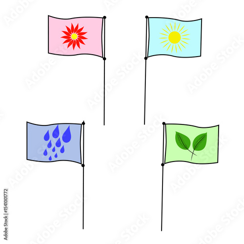Colorful country flags. Waving fabric banners. National symbols display. Vector patriotism art.