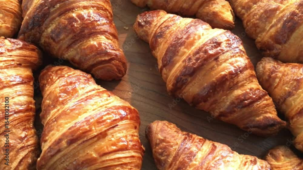 Golden Brown Croissants, Delicious Bakery Treats, Close-Up View